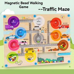 Magnetic Bead Walking Game Traffic Maze Toy Colorful Educational Gift