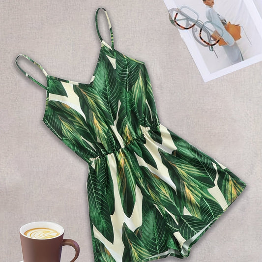 Striped Print V neck Cami Romper Jumpsuit Casual Sleeveless