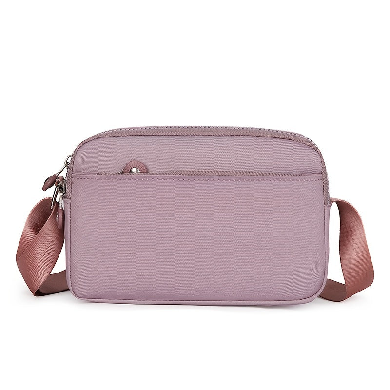 Letter Patch Decor Nylon Shoulder Bag With Pockets