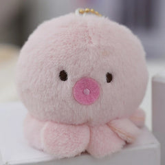 Peach Pink Plush Ocean Animal Keychain Soft & Expressive with Fluffy Ears