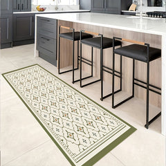 Green Geometric Pattern Kitchen Floor Mat