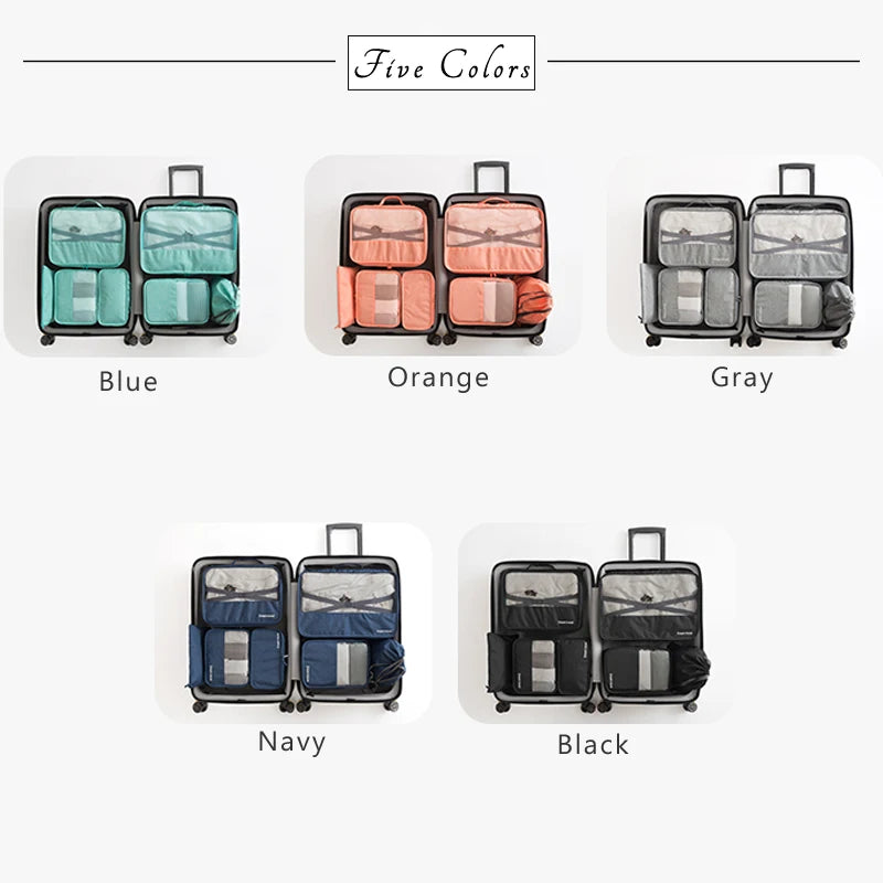 7Pcs Travel Bag Set Foldable Storage Organizer Luggage Bags For Women