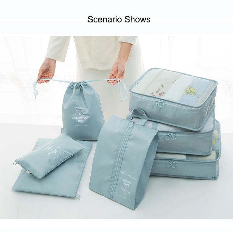 7Pcs Travel Packing Cube Bag Organizer Mesh Storage Underwear Bra Sock Wash Bags