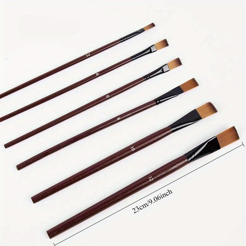 Acrylic Flat Head Brush Set for Watercolor Art Brown Beige Light Brown