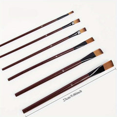 Acrylic Flat Head Brush Set for Watercolor Art Brown Beige Light Brown