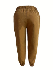  Solid Drawstring Elastic Waist Fitness Joggers