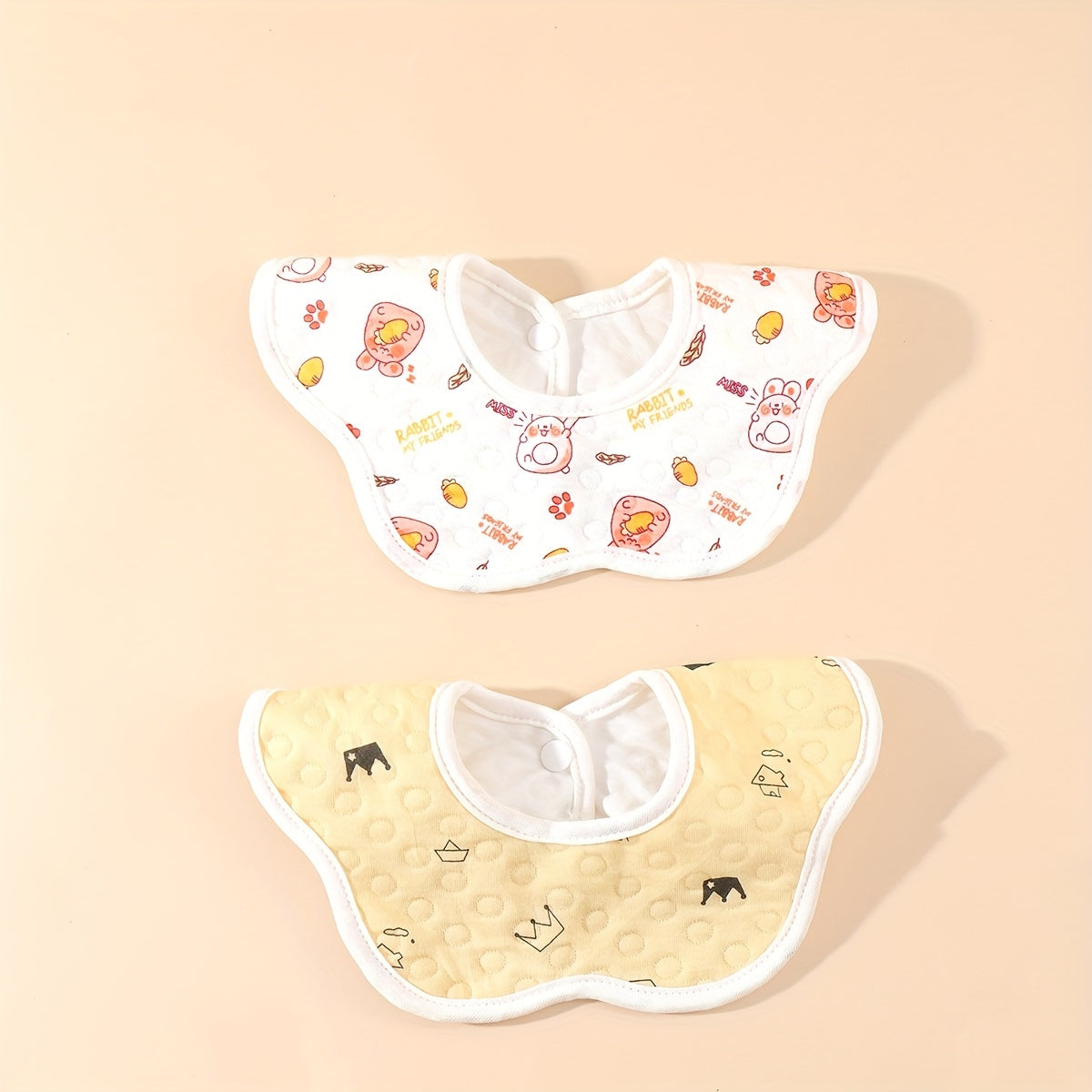 2pcs Baby Bibs 360 Rotating Flower Shape Feeding Bandan