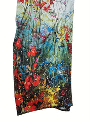 Floral Print Wide Leg Pants Plus Size