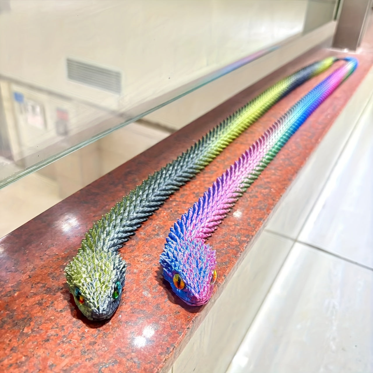 3D Printed Snake w/ Hand Painted Eyes 85cm - Rainbow/Candy Options