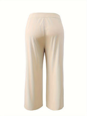  Wide Leg Trousers High Rise Solid Stretch Pants