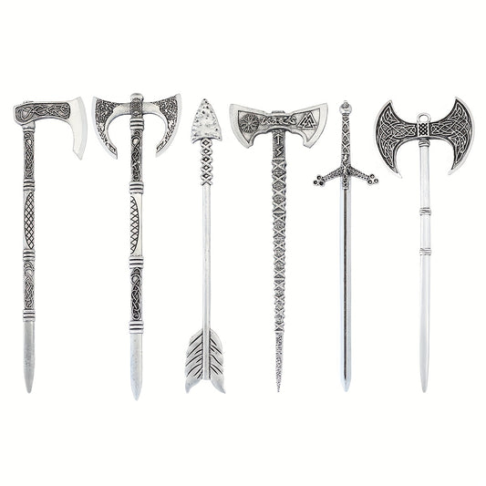 Viking Celtic Hair Clip Silvery Ax Hairpin Witch Sword Hair Stick Amulet