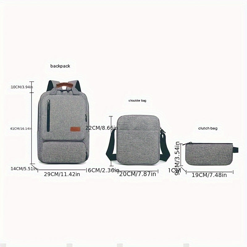 Men Backpack Business Three-piece Set Commuter Bag Large Capacity