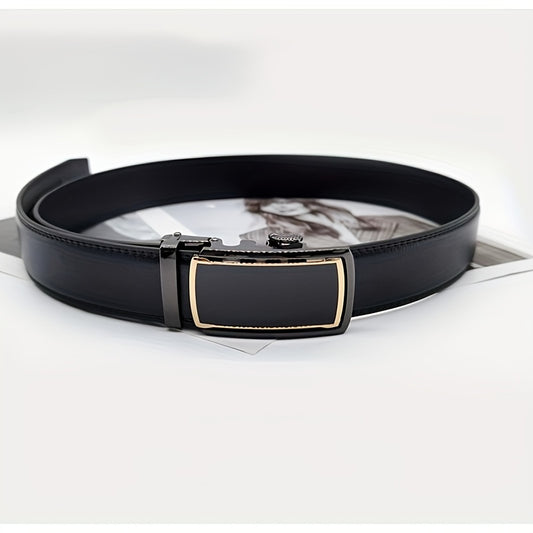 Men's Leather Belt Automatic Buckle Business Waist Strap