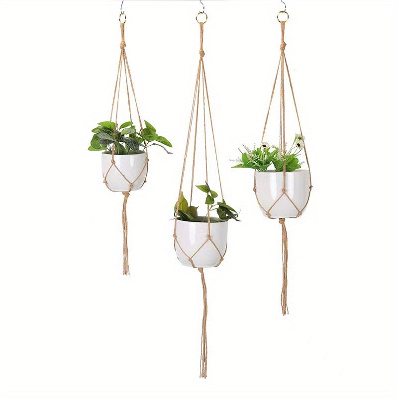 Boho Macrame Plant Hanger - Hemp Rope Planter for Indoor & Outdoor Gardening