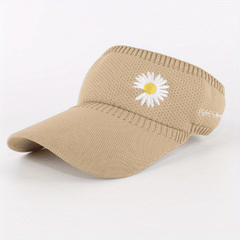 Daisy Embroidery Sun Visor Hat UV Protection Travel Beach Cap