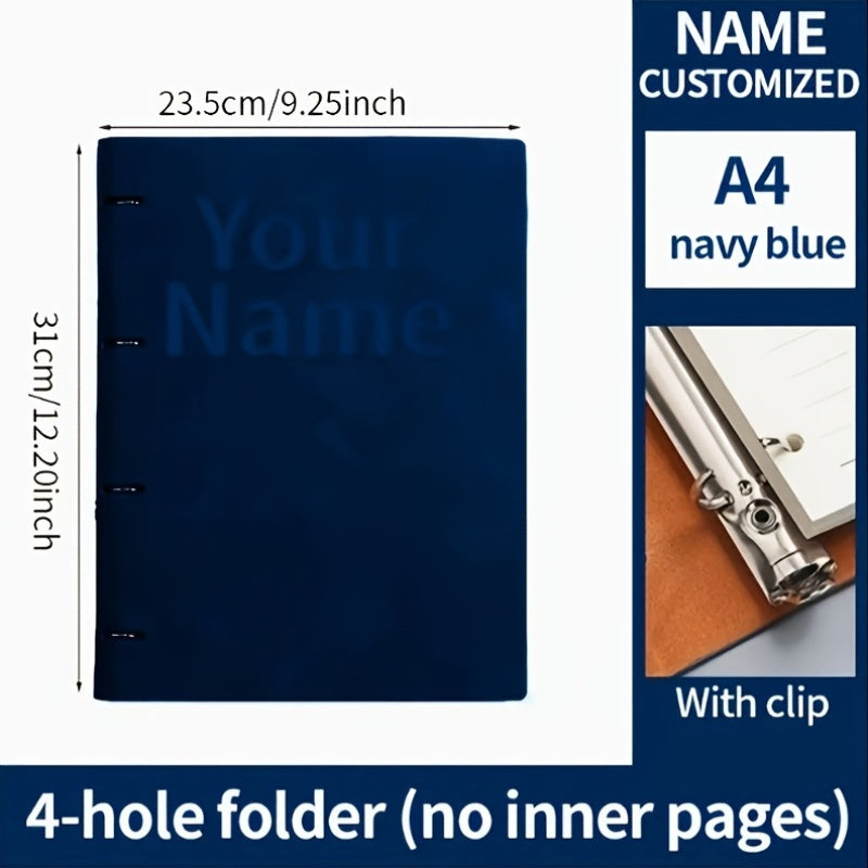 Personalized PU Leather Binder with Custom Engraved Name