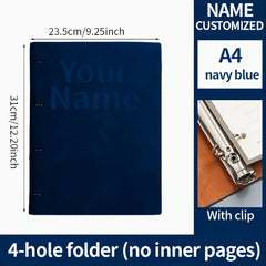 Personalized PU Leather Binder with Custom Engraved Name