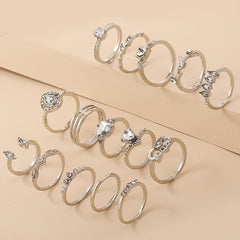 Vintage Rhinestone Stackable Ring Set for Women Girls