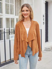 Waterfall Collar Jacket Open Front Long Sleeve