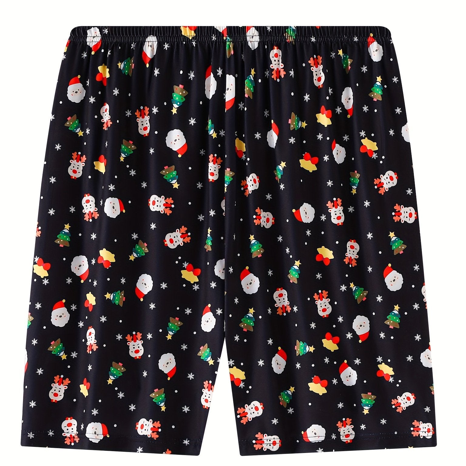  Christmas Sleepwear: Reindeer & Santa Claus Print High Stretch Shorts