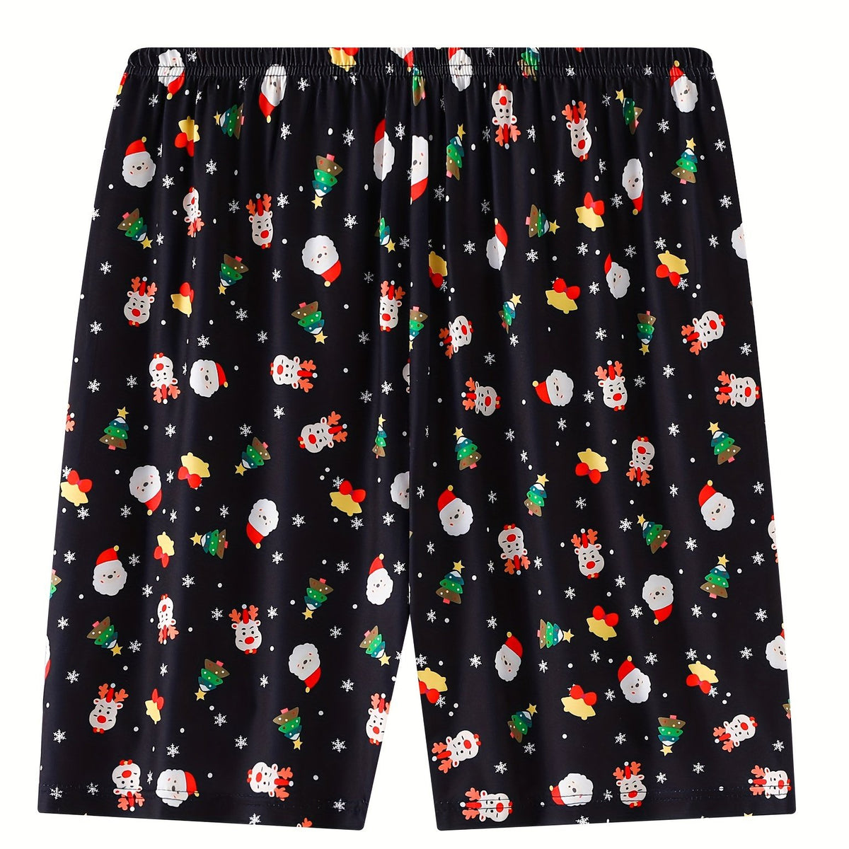  Christmas Sleepwear: Reindeer & Santa Claus Print High Stretch Shorts