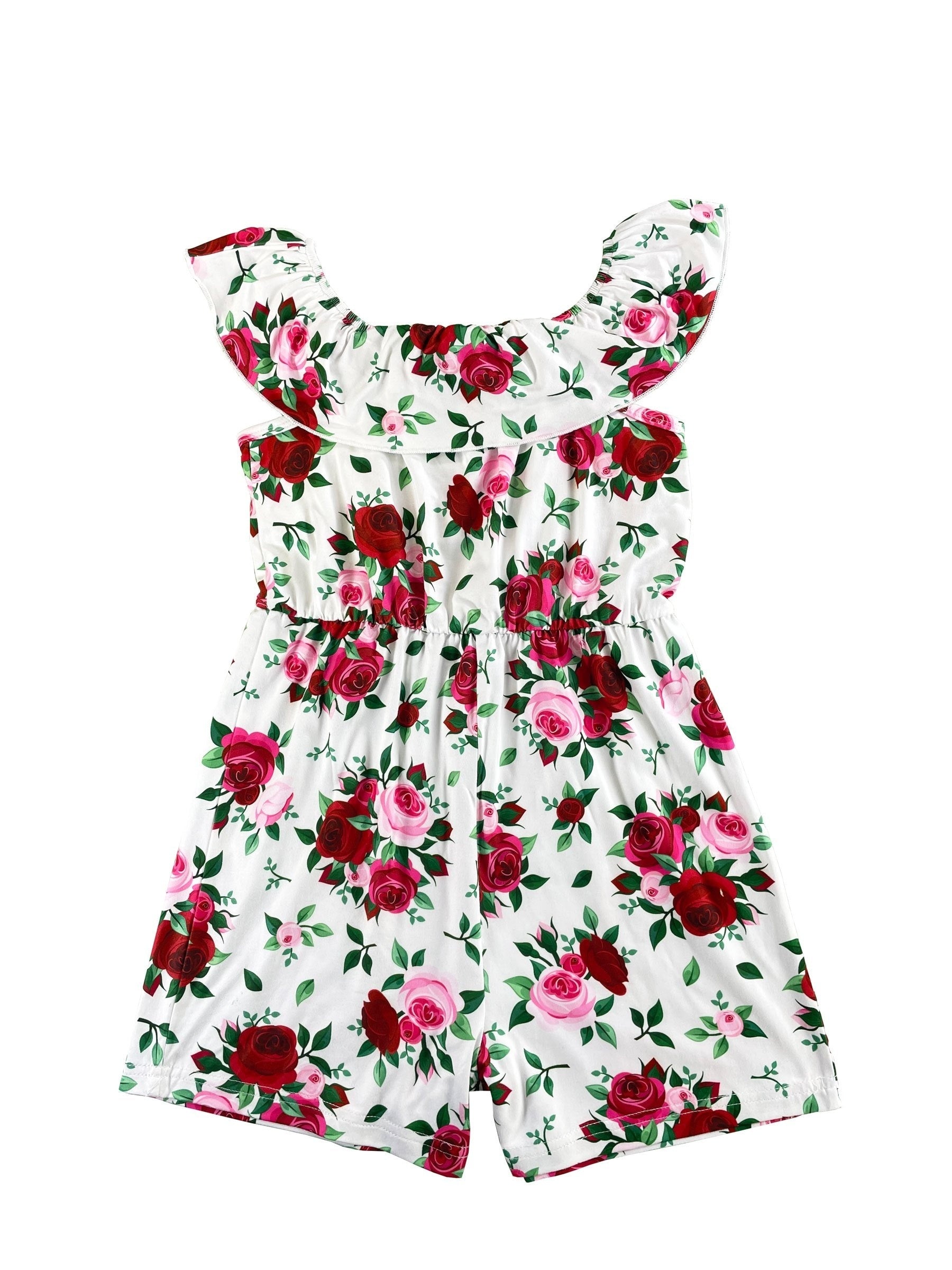 Toddler Girls Flowers Off Shoulder Rompers Jumpsuits