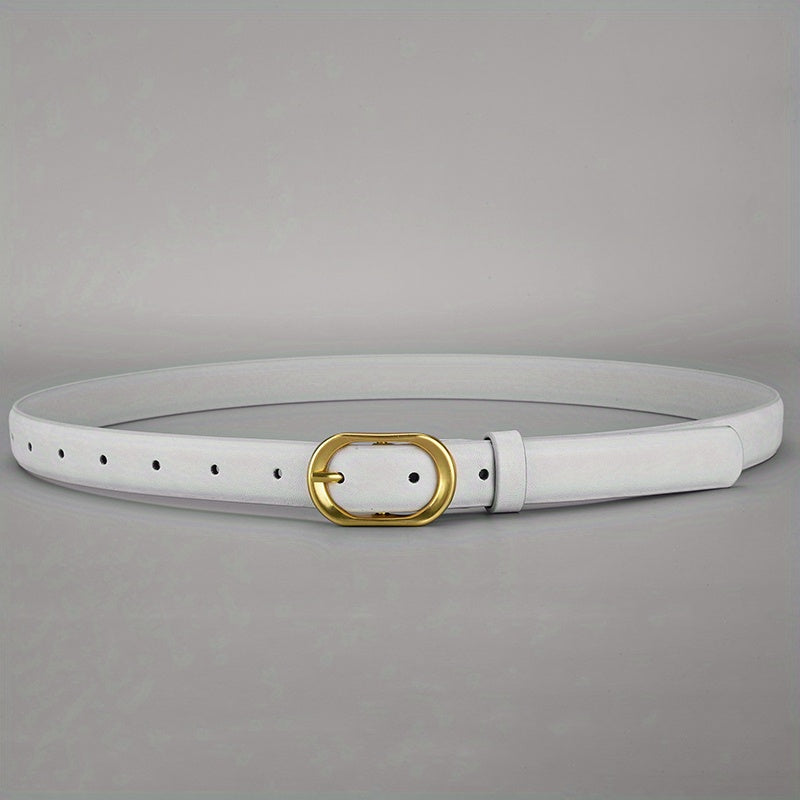 Women's Oval Pin Buckle PU Belt for Jeans Pants