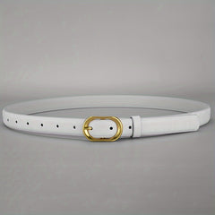 Women's Oval Pin Buckle PU Belt for Jeans Pants