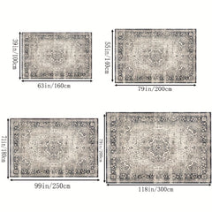 Vintage Boho Area Rug Soft and Washable Grey Pattern for Living Room