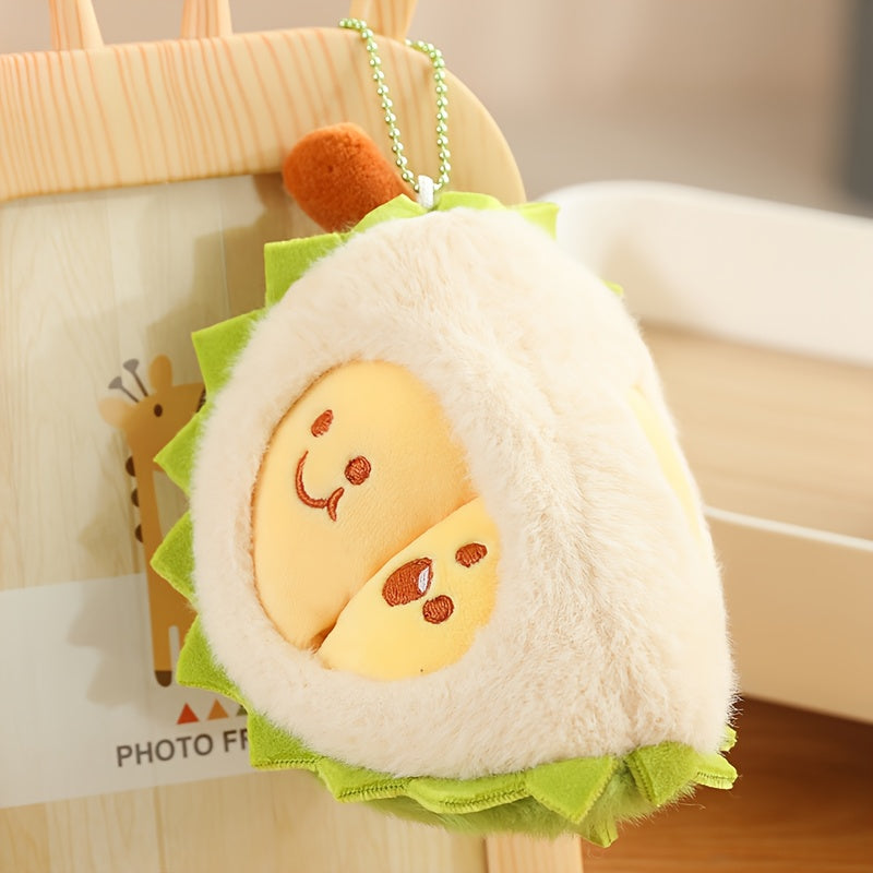 Durian Plush Toy Soft Fluffy Animal Expressive Eyes Beige Yellow