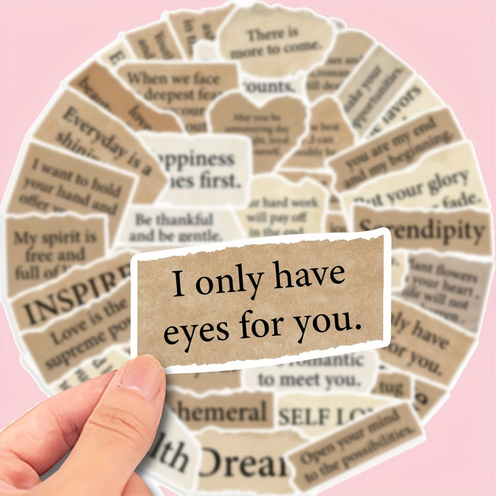 50pcs Heart Shaped Quotes Stickers for Laptop Helmet Luggage Journal