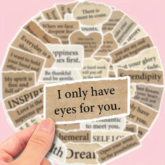 50pcs Heart Shaped Quotes Stickers for Laptop Helmet Luggage Journal