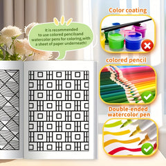 24 Page Adult Coloring Book Bold Geometric Patterns Smooth Cover Perfect Gift