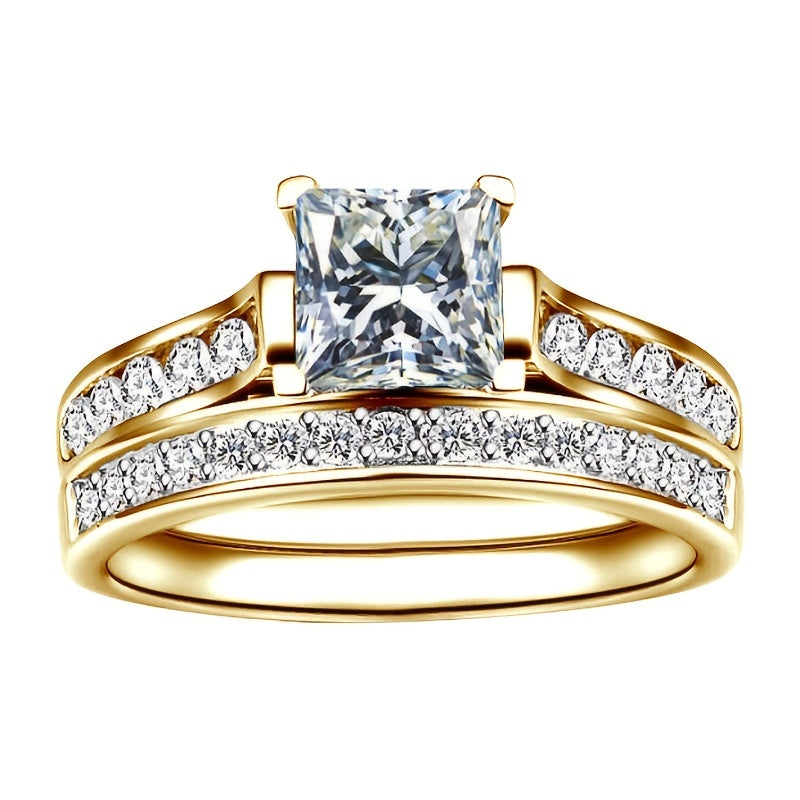 Zircon Engagement Rings Set Women Wedding Mens Ring
