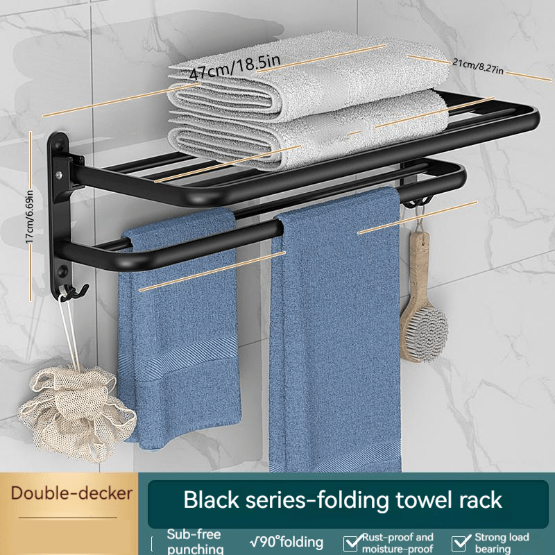 Aluminum Foldable Towel Rack Wall Mounted Bathroom Shelf