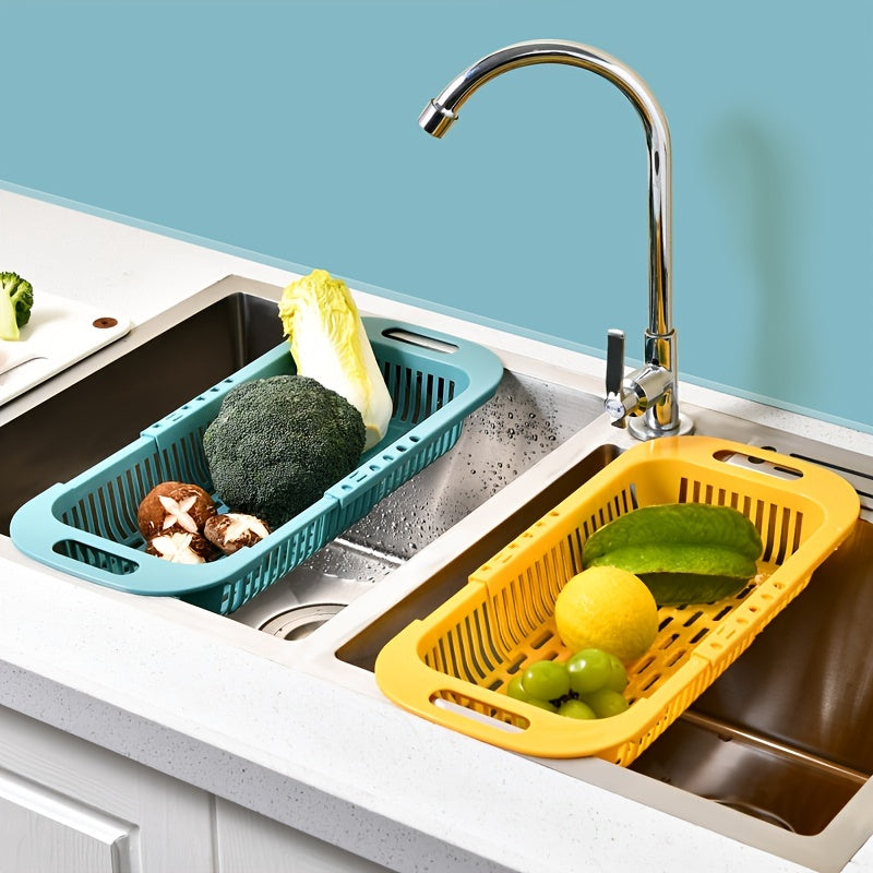 Adjustable Sink Colander Vegetable Washing Basket Strainer Rack