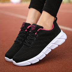 Women's Knit Running Shoes Lace Up Outdoor Sneakers