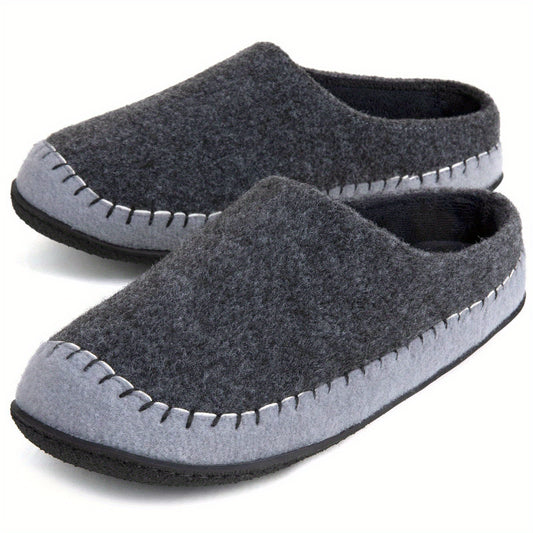 Men's Slip on Slippers Stitch Detail Backless Indoor Winter Shoes