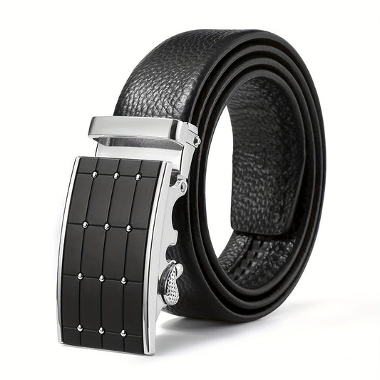 Men's Automatic Buckle Belt Leather Business Casual Pants