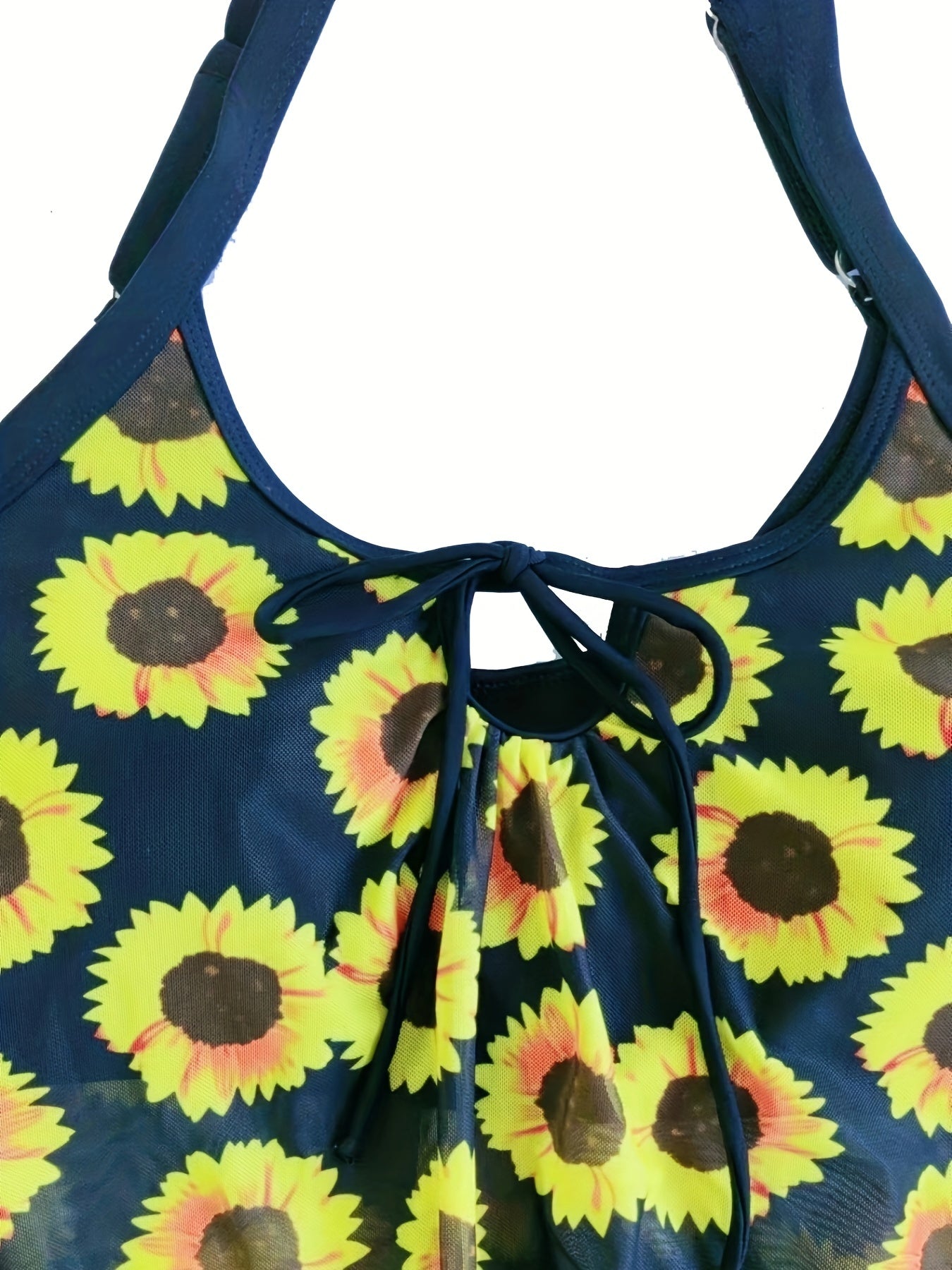 Sunflower Mesh Tie Front Cami Top & Boyshorts Swimsuit