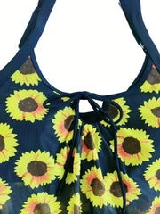  Sunflower Mesh Tie Front Cami Top & Boyshorts Swimsuit