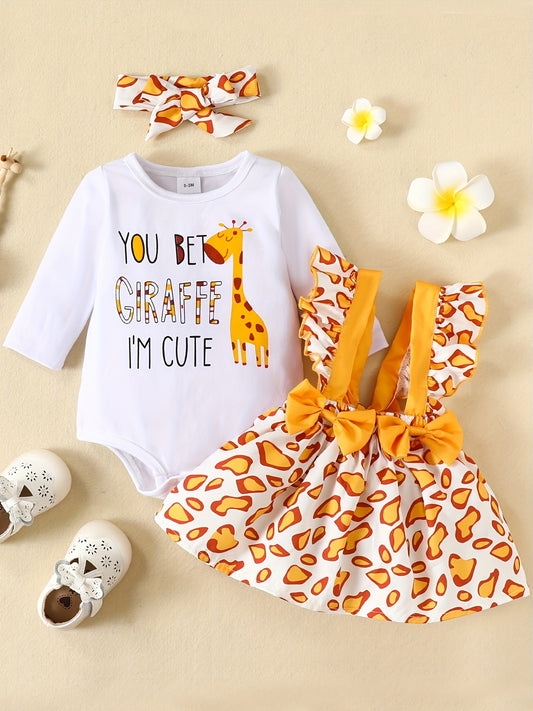 Baby Girls Giraffe Bodysuit & Deer Skirt Set