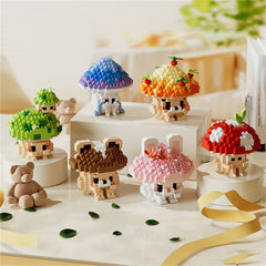 6pcs Mushroom Building Blocks Set, 1970pcs Creative Plant Toy, Desktop Ornament