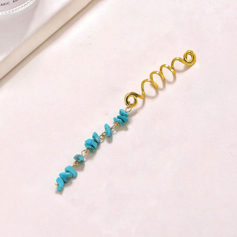 Colorful Stone Pendant Hair Clips, Crystal Jewelry Dreadlock Accessories