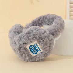 Unisex Plush Earmuffs English Print Contrast Foldable Skiing Vacation Winter