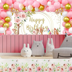 158pcs Pink Flower Birthday Party Supplies with Arch Garland Kit