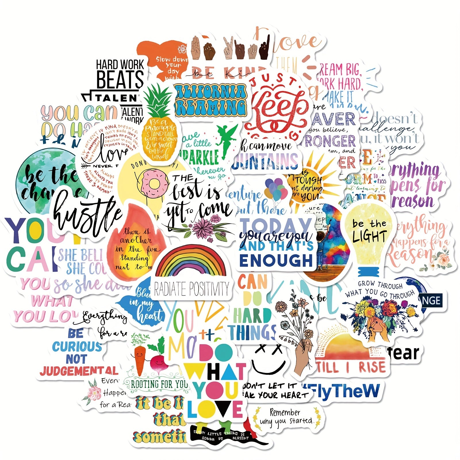 50pcs Inspirational Affirmation Stickers Waterproof Motivational Quote Stickers