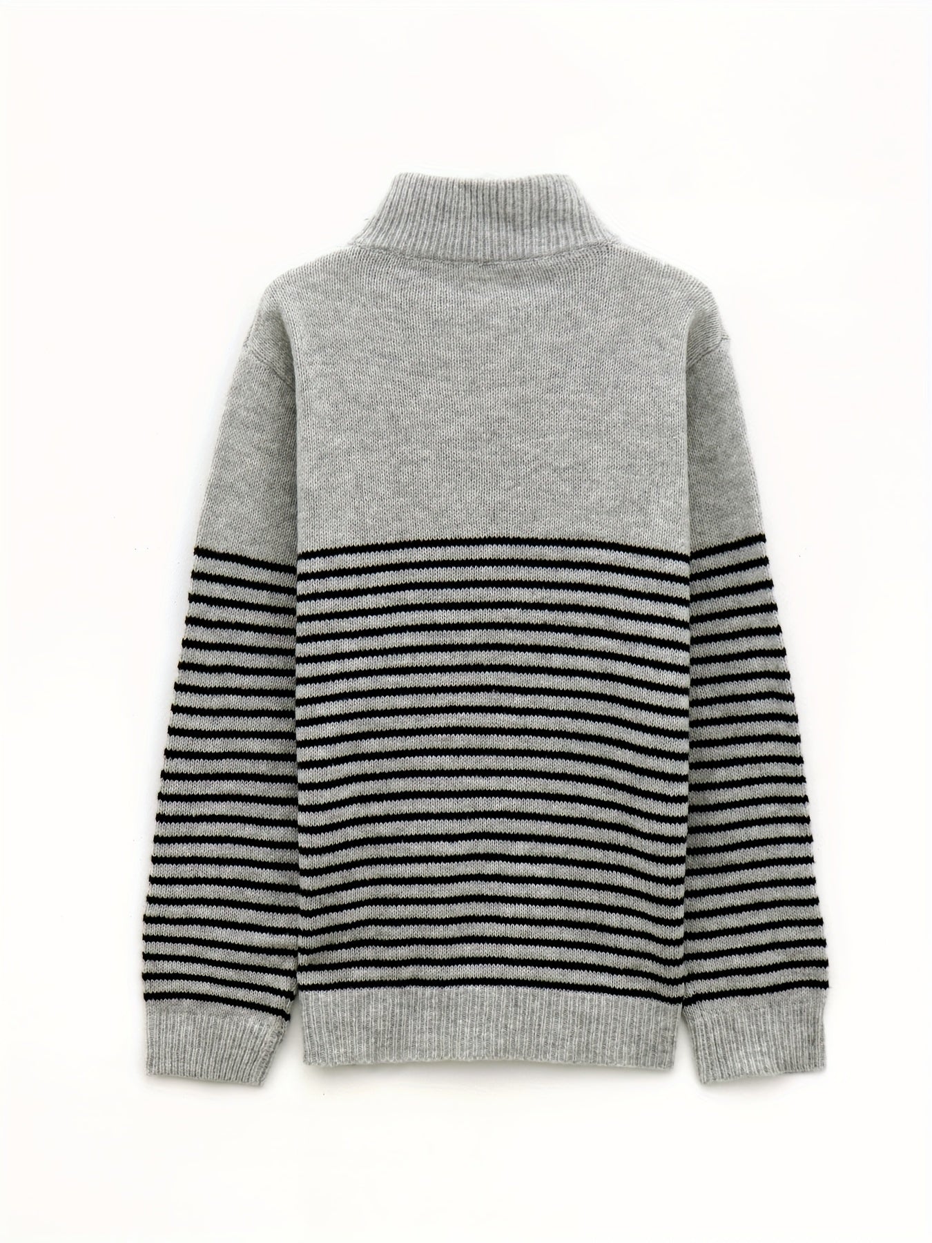 Striped Polo Shirt V Neck Pullover Sweater Men