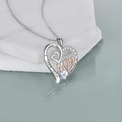 Heart Shape Pendant Necklace with Zircon Inlay