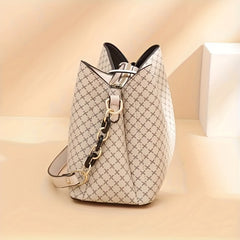 Vintage Geometric Print Crossbody Bag Retro PU Leather Shoulder Bag